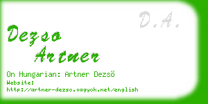 dezso artner business card